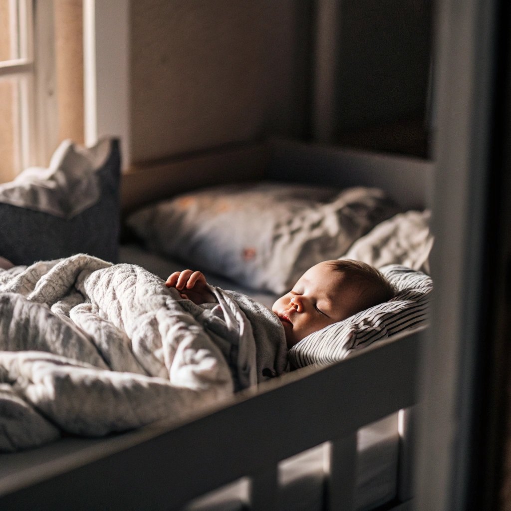 Parent gently comforting baby during sleep training process